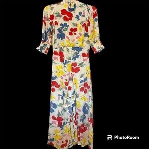 RIXO for Target Women's Floral Mock Neck Cascade Ruffle Dress Size 4